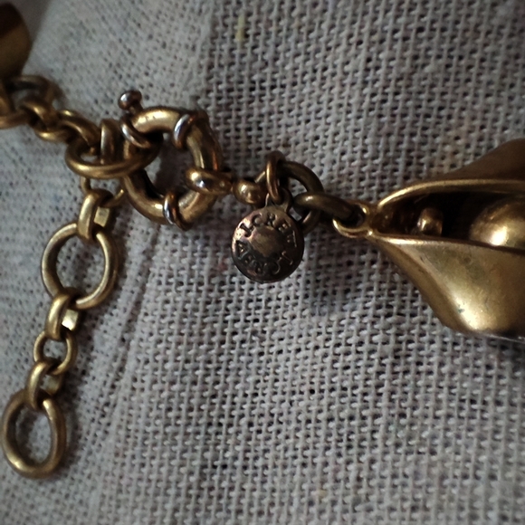 J Crew Pea in a Pod Fortune Cookie Oxidized Brass Metal Necklace Signed - Picture 13 of 14